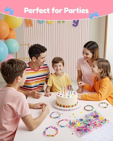 Taybonds Polymer Clay Beads Charms Bracelet Making Kit for Kids Age 6+, 740pcs DIY Jewelry Making with Pony Beads, Letter Beads, Charms & Elastic Cord – Gift for Girls Crafting and Creative Play in Kuwait