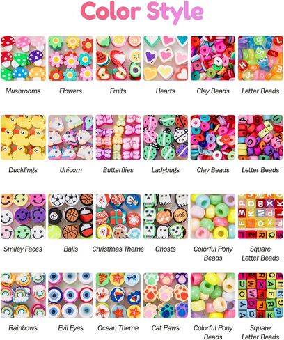 Taybonds Polymer Clay Beads Charms Bracelet Making Kit for Kids Age 6+, 740pcs DIY Jewelry Making with Pony Beads, Letter Beads, Charms & Elastic Cord – Gift for Girls Crafting and Creative Play in Kuwait