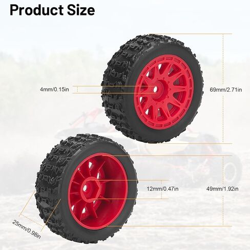 1/14 عجلات وإطارات RC ، إطارات Car Daitoku 12mm Hex RC لـ 1/14 ARRMA 2S TYPHON GROM (النمط C) - أحمر in Saudi Arabia