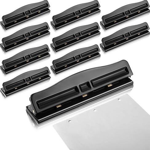 Patelai 10 PCS 3 Hole Punch 3 Ring Hole Puncher for Binder 10 sheet paper paper punch metal desktop puncher for Office Home ، Black in Kuwait