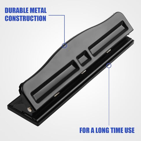 Patelai 10 PCS 3 Hole Punch 3 Ring Hole Puncher for Binder 10 sheet paper paper punch metal desktop puncher for Office Home ، Black in Kuwait