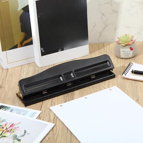 Patelai 10 PCS 3 Hole Punch 3 Ring Hole Puncher for Binder 10 sheet paper paper punch metal desktop puncher for Office Home ، Black in Kuwait