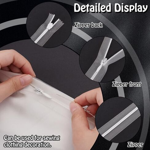 Fingerinspire 16 pcs سحابات غير مرئية شفافة 13.18 بوصة طويلة من السوستة النايلون الشفافة الشفافة الطويلة in Saudi Arabia