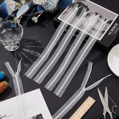 Fingerinspire 16 pcs سحابات غير مرئية شفافة 13.18 بوصة طويلة من السوستة النايلون الشفافة الشفافة الطويلة in Saudi Arabia