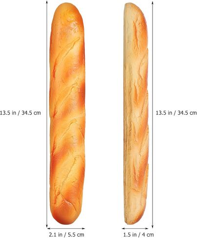 MAGICLULU 2pcs Artificial Realistic Long Bread: Fake Bread Loaf Lifelike Pretend Play Food Props for Photography Prop Home Kitchen Decor 13.56in in Saudi Arabia