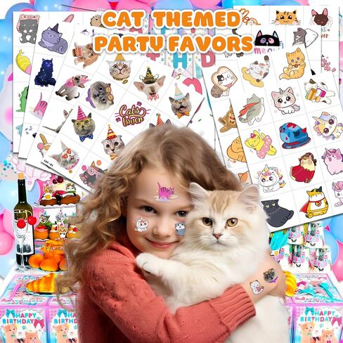 96 PCS CAT CATS PET PET PRE CUT GLOW في الوشم المؤقت المظلم للأطفال | حفل عيد ميلاد لطيف للغاية تحت عنوان ، واللوازم ، والزخارف ، ومخلب الحيوانات المزيفة الوشم هدايا للفتيان الفتيات in Kuwait