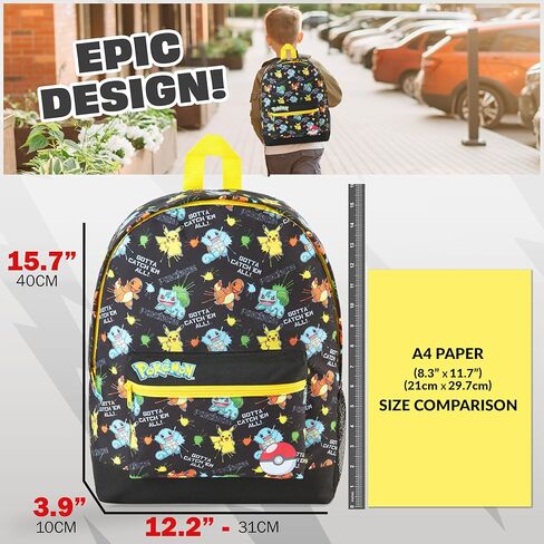 حقيبة ظهر بوكيمون للأطفال حقيبة مدرسية للأولاد والبنات والمراهقين بيكاتشو إيفي بوكيبول (وردي) in Kuwait