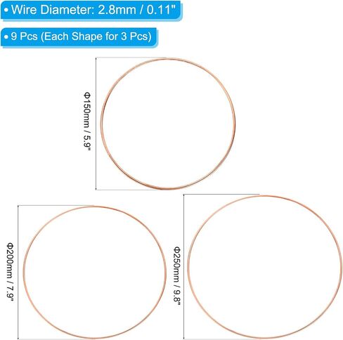 PATIKIL Dream Catcher Rings Set, 3 Sizes Metal Macrame Wreath Floral Round Ring Hoop for Christmas Decor Home Car DIY Craft Wedding Wall Hanging Decorations, Rose Gold in Saudi Arabia