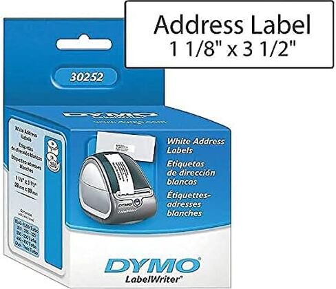 Dymo Labelwriter Address Labels ، 1 1/8 × 3 1/2 ، أبيض ، 350 ملصقات/لفة ، 2 لفات/حزمة in Saudi Arabia