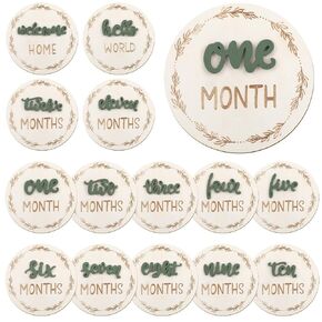 Baby Monthly Milestone Cards Sign, 3D Baby Milestone Signs Baby Growth Cards Double Sided Milestone Wooden Circles for Baby Boy Girls 1-12 Months Baby Milestone Pictures