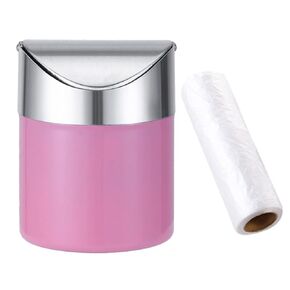 ZHOUWHJJ Mini Countertop Brushed Stainless Steel Swing Lid Trash Can Set, Come with Trash Bag, 1.5 L / 0.40 Gal, Multiple Color Options, Silver