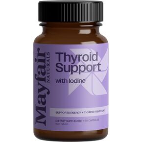 Thyroid Support with Iodine, Natural Supplement for Women and Men, Supports Energy and Thyroid Health, 60 Capsules