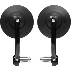 FENRIR CNC Aluminum Alloy Round Cafe Racer Retro Black Motorcycle Bar End Mirrors Side 22MM 7/8" Inch Handlebar Mirror Universal Rear View For M8/M6 Sport Naked Street Bike Cruiser Minimoto Scooter