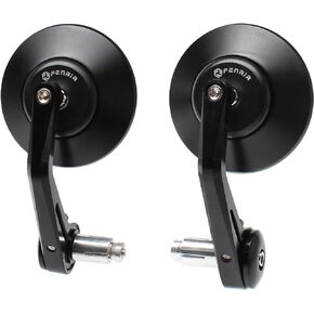FENRIR CNC Aluminum Alloy Round Cafe Racer Retro Black Motorcycle Bar End Mirrors Side 22MM 7/8" Inch Handlebar Mirror Universal Rear View For M8/M6 Sport Naked Street Bike Cruiser Minimoto Scooter