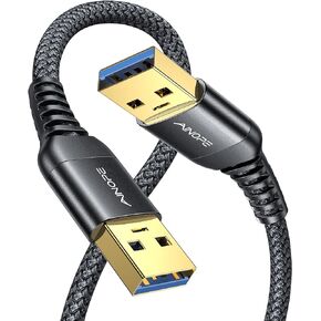 AINOPE 10FT USB 3.0 A to A Male Cable,USB 3.0 to USB 3.0 Cable [Never Rupture] USB Male to Male Cable Double End USB Cord Compatible with Hard Drive Enclosures, DVD Player, Laptop Cool-Grey