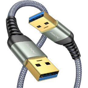 AINOPE 10FT USB 3.0 A إلى كابل ذكر، كابل USB 3.0 إلى USB 3.0 [لا يتمزق أبدًا] كابل USB ذكر إلى ذكر سلك USB مزدوج الطرف متوافق مع حاويات القرص الصلب، مشغل DVD، كمبيوتر محمول رمادي بارد