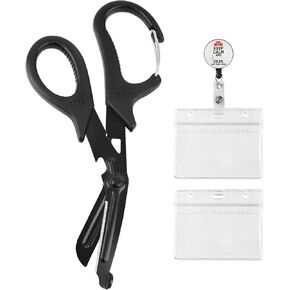 مقص طبي مع حلقة تسلق 7.5 بوصة، مقص ضمادة، مقص ممرضات، مقص صدمات من الفولاذ المقاوم للصدأ، مقص جراحي مطلي بالفلورايد للطبيب، الإسعافات الأولية، EMT، مع حامل شارة بكرات قابلة للسحب in Kuwait