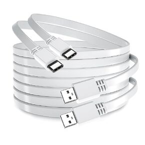 Basesailor USB A to USB-C Charger Cable 10FT 2 Pack,Long Flat Type-A 2.0 to USBC Charging Power Cord Compatible for iPhone 15,Blink Outdoor 4,PS5/Playstation 5,Xbox Series X,Switch Pro Controller 6.6