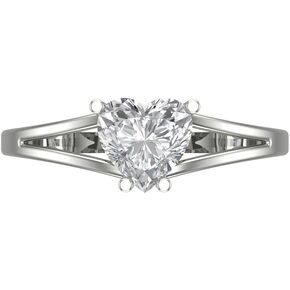 1.50 Carat Heart cut Custom Engraving split shank Fine White Sapphire Engagement Everlasting Ring 14k White Gold 10 US
