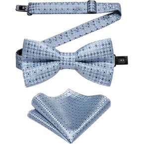 DiBanGu Boys Pre-tied Bow Tie, Silk Bowtie and Pocket Square Cufflinks for Kids Wedding Party Graduation Ceremony