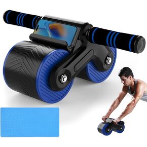 Auto Rebound Exercise Roller Wheels - Ab Roller Fitness Equipment for Core Strength Training Home Gym Fitness Equipment with Kneeling Mat Accessories Exercise Roller Wheels for Men and Women