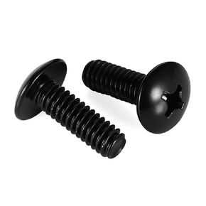 1/4-20 x 2 Truss Head Machine Screws, Full Thread, 18-8 Stainless Steel, Black Finish, Quantity 20