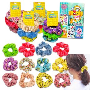 Spongebob Hair Accessories for Girls Set - 12 Pack Bundle with Spongebob Hair Scrunchies Plus Stickers, More | Spongebob Hair Scrunchies for Kids