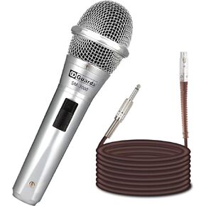 ميكروفون صوتي ديناميكي قلبي من Guarda مع كابل XLR بطول 26.3 قدم، ميكروفون معدني محمول متوافق مع آلة الكاريوكي / مكبر صوت / أمبير / خلاط لغناء الكاريوكي، والكلام، ومفتاح التشغيل/الإيقاف (SM-3000) in Kuwait