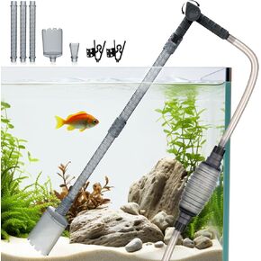 AQQA Manual Aquarium Vacuum Gravel Cleaner Siphon Water Changer Fish Tank Cleaning Kit for Gravel Sand Washing Dirt Removal Siphon Vacuum Cleaner with Adjustable Waterflow