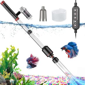 Fish Tank Cleaner Vacuum: 24W Electric Aquarium Vacuum Gravel Cleaner with Strong Suction for Automatic Water Change Wash Sand Water Shower and Water Circulation, Timed Off in Kuwait