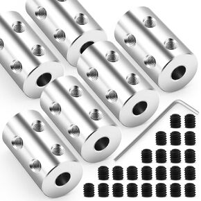 6pcs 6mm to 6mm Steel Shaft Coupling Joint Connector, Rigid Coupling Set Screw, Motor Shaft Connector for Motor Accessories