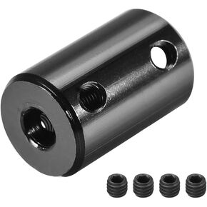 uxcell 6mm to 12mm Bore Rigid Coupling 25mm Length 16mm Diameter Aluminum Alloy Shaft Coupler Connector Black 2pcs