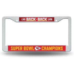 Rico Industries NFL Football Kansas City Chiefs Back to Back Champs 12" x 6" Plastic Car Frame