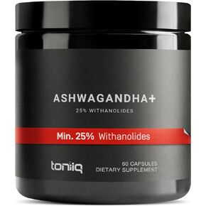 Toniiq Ashwagandha Supplement Capsules - 25% Withanolides - Stress Support - (52000mg) 40x Concentration Ashwagandha Extra Strength Formula - 60 Veggie Capsules