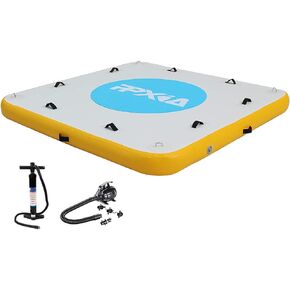 Inflatable Dock Floating Platform for Lakes 6 Inch Thick, Inflatable Island Water Floating Mats for Boating, River, Pool, Ocean, Inflatable Raft with Electric Air Pump