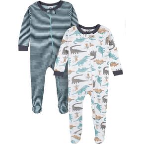 Gerber Baby Boys' 2-Pack Snug Fit Footed Cotton Pajamas