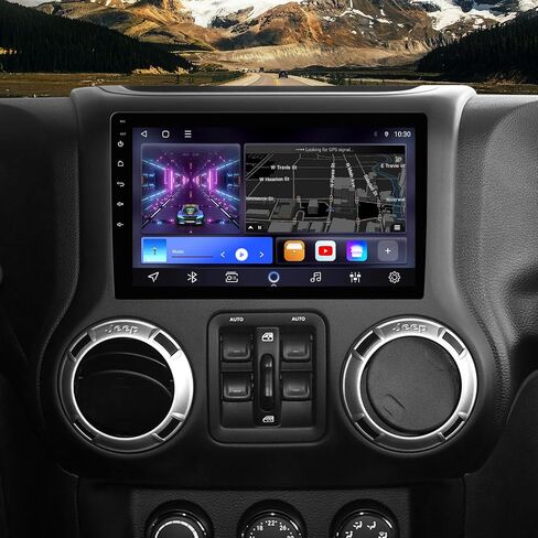 لسيارة Jeep Wrangler JK 2015 2016 2017 ترقية الراديو في لوحة القيادة، وحدة رأس ستيريو Android 12 مدمجة في Carplay/Android Auto Support Bluetooth/FM/AM/DSP/التحكم في عجلة القيادة مع كاميرا AHD in Saudi Arabia