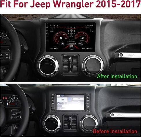 لسيارة Jeep Wrangler JK 2015 2016 2017 ترقية الراديو في لوحة القيادة، وحدة رأس ستيريو Android 12 مدمجة في Carplay/Android Auto Support Bluetooth/FM/AM/DSP/التحكم في عجلة القيادة مع كاميرا AHD in Saudi Arabia