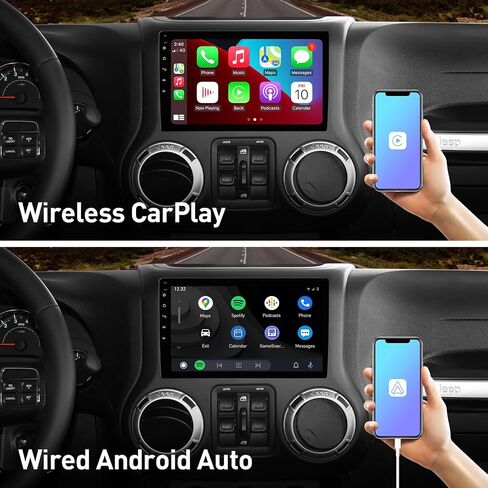 لسيارة Jeep Wrangler JK 2015 2016 2017 ترقية الراديو في لوحة القيادة، وحدة رأس ستيريو Android 12 مدمجة في Carplay/Android Auto Support Bluetooth/FM/AM/DSP/التحكم في عجلة القيادة مع كاميرا AHD in Saudi Arabia