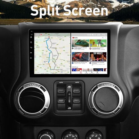 لسيارة Jeep Wrangler JK 2015 2016 2017 ترقية الراديو في لوحة القيادة، وحدة رأس ستيريو Android 12 مدمجة في Carplay/Android Auto Support Bluetooth/FM/AM/DSP/التحكم في عجلة القيادة مع كاميرا AHD in Saudi Arabia