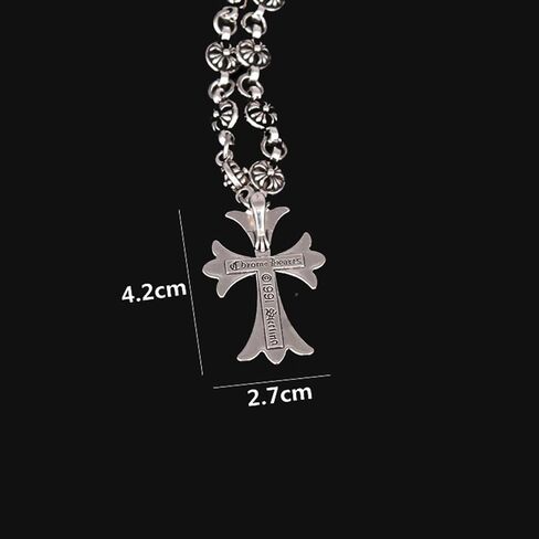 Silver Cross Necklace Pendant Necklace Chrome CH Cross 925 Silver Cross Necklace for Women Men 19.6 inch… in Saudi Arabia