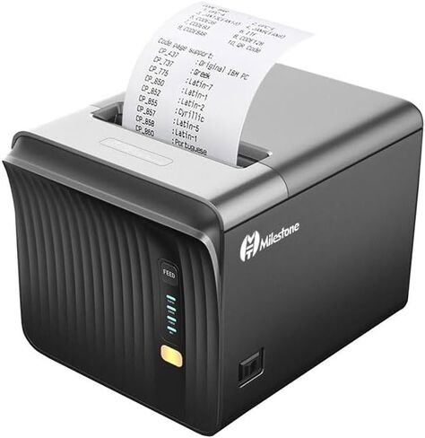 طابعة إيصالات حرارية 80 مم USB POS لطابعة مطبخ المطاعم الصغيرة مع قاطع تلقائي يدعم درج النقود، واجهة إيثرنت تسلسلية USB لنظام التشغيل Windows/Mac/Linux in Kuwait