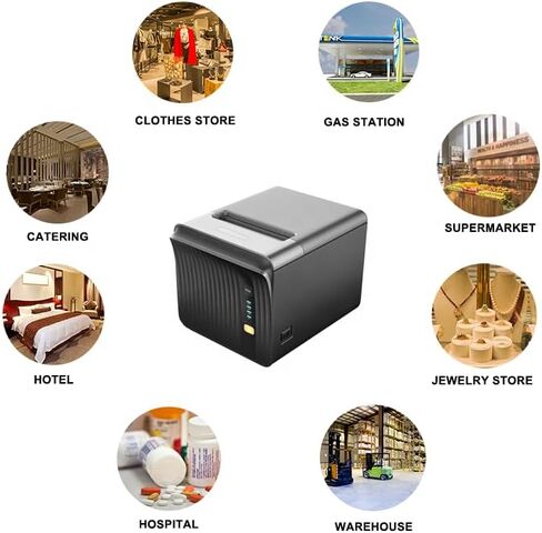 طابعة إيصالات حرارية 80 مم USB POS لطابعة مطبخ المطاعم الصغيرة مع قاطع تلقائي يدعم درج النقود، واجهة إيثرنت تسلسلية USB لنظام التشغيل Windows/Mac/Linux in Kuwait