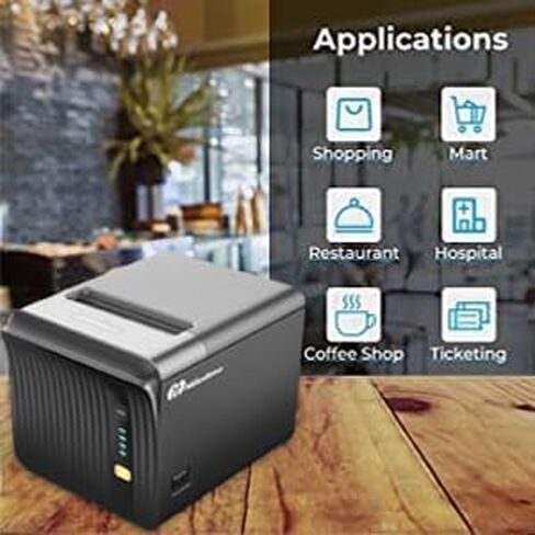 طابعة إيصالات حرارية 80 مم USB POS لطابعة مطبخ المطاعم الصغيرة مع قاطع تلقائي يدعم درج النقود، واجهة إيثرنت تسلسلية USB لنظام التشغيل Windows/Mac/Linux in Kuwait