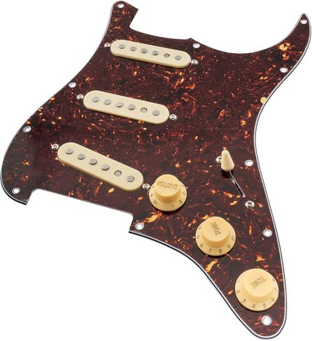 Musiclily Pro SE Pre-wired SSS Guitar Loaded Pickguard with Staggered Alnico 5 Single Coil Pickups for Strat ST Style Electric Guitar, 4Ply Tortoise Shell in Saudi Arabia