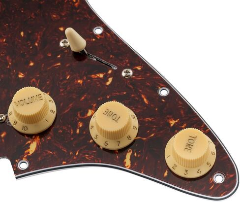 Musiclily Pro SE Pre-wired SSS Guitar Loaded Pickguard with Staggered Alnico 5 Single Coil Pickups for Strat ST Style Electric Guitar, 4Ply Tortoise Shell in Saudi Arabia