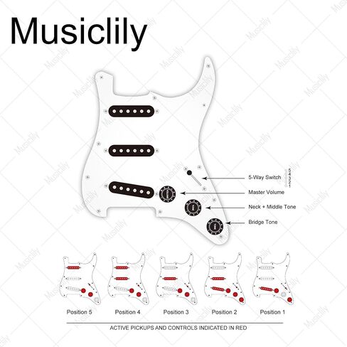 Musiclily Pro SE Pre-wired SSS Guitar Loaded Pickguard with Staggered Alnico 5 Single Coil Pickups for Strat ST Style Electric Guitar, 4Ply Tortoise Shell in Saudi Arabia