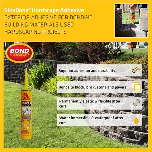 Sika Sikabond - Hardscape Adhesive - Gray - Durable and Flexible Outdoor Adhesive - for Landscape Projects - Exterior use - 10.1 fl oz in Saudi Arabia
