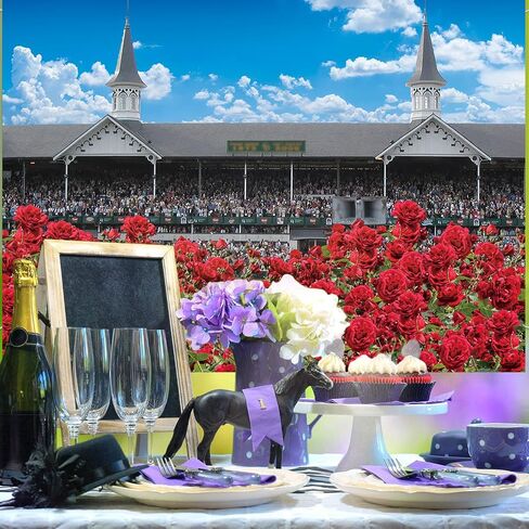 Horse Racing Backdrop Large Run for The Roses Party Decoration Red Rose Wedding Anniversary Photography Tapestry Booth Props (7x5FT) in Saudi Arabia