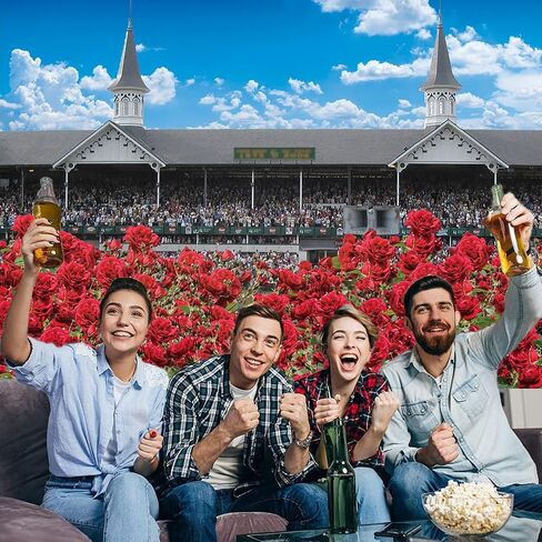 Horse Racing Backdrop Large Run for The Roses Party Decoration Red Rose Wedding Anniversary Photography Tapestry Booth Props (7x5FT) in Saudi Arabia